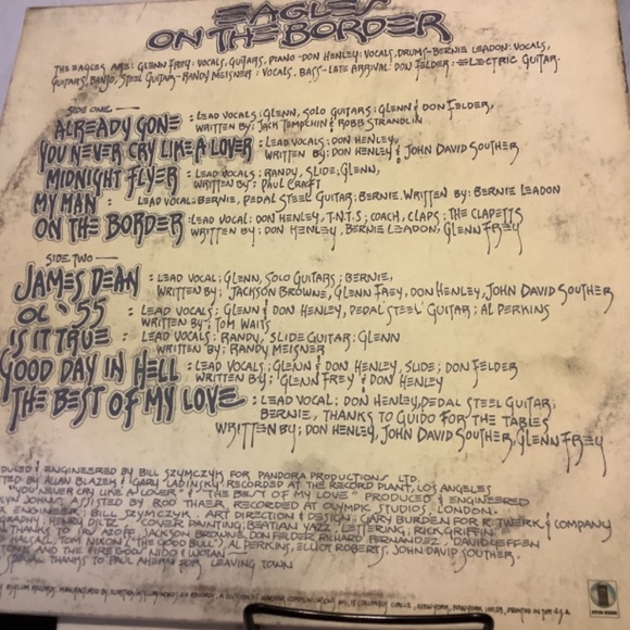 Eagles 1974 Vinyl Record On the Border 7E1004 Asylum Records LP - Picture 4 of 4